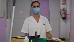 Erica, en su puesto de trabajo, empezando a recuperar la normalidad