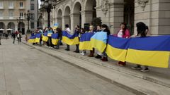 Concentraci�n en la plaza de Mar�a Pita, en A Coru�a, contra la guerra en Ucrania.