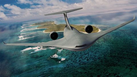 Lockheed Martin. Hybrid Wing Body (HWB). El prototipo presenta un concepto de cuerpo hbrido del ala con el fin de gastar un 70 % menos de combustible que un Boeing C-17