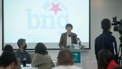 Ana Pont�n en la cumbre del BNG celebrada en Lugo este viernes