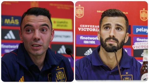 Iago Aspas y Jos� Luis Gay�.Iago Aspas y Jos� Luis Gay� en rueda de prensa con la Selecci�n
