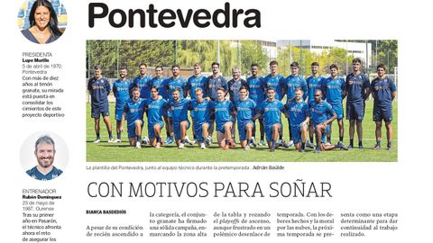 El Pontevedra, en su p�gina de la Gu�a de la Liga