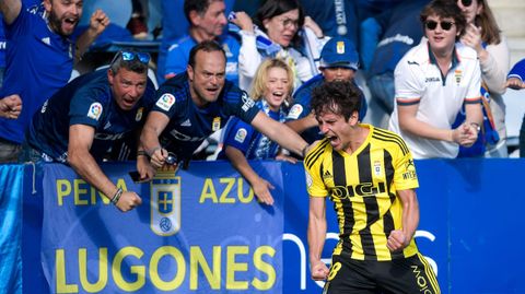 Marco Sangalli celebra su gol a la Gimnstica