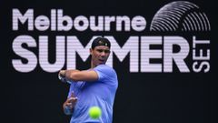 Rafa Nadal, durante la sesin de entrenamiento en Melbourne