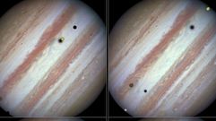Las tres lunas de J�pites en una extra�a conjunci�n. 