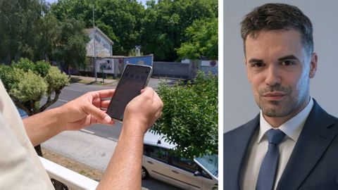 A la izquierda, un vecino de Ferrol realiza una transacci�n bancaria; a la derecha, el abogado Pablo Garc�a. 