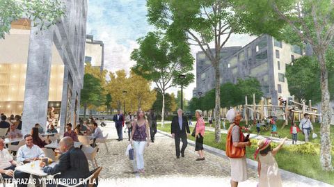 Planos para el viejo HUCA.Simulaci�n de la zona comercial