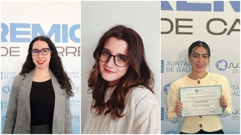 De izquierda a derecha, Eva Sanmart�n, Andrea Amenedo y Xiana P�rez que fueron reconocidas por la Xunta con el premio fin de carrera en el curso 2023/24