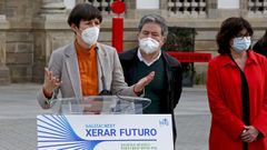 Ana Pont�n y Miguel Anxo Fern�ndez Lores, durante el acto de este jueves en Pontevedra 