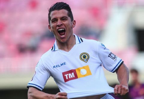 Juanjo Nieto celebra un gol durante su etapa con el H�rcules