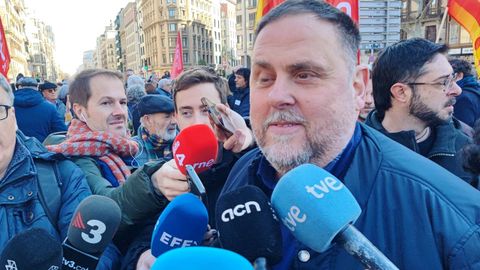 El presidente de ERC,  Oriol Junqueras, el pasado da 2 en Barcelona en una concentracin sindical por los derechos de la gente