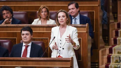 La portavoz del Partido Popular en el Congreso de los Diputados, Cuca Gamarra, durante su intervenci�n en la sesi�n plenaria de este mi�rcoles.