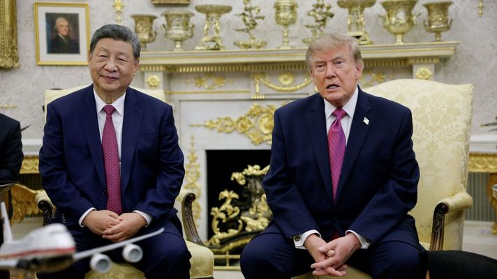 Xi Jinping y Donald Trump durante su reuni�n del jueves en el despacho oval de la Casa Blanca (Washington).