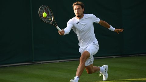 Pablo Carreo, durante el partido contra Dusan Lajovic, en Wimbledon