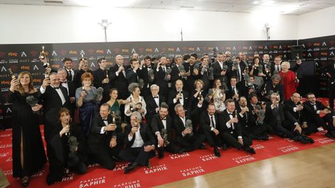 Foto de archivo de los galardonados de una edicin anterior de los Premios Goya.
