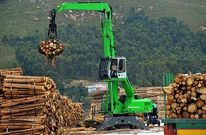 En la foto, una descarga de tronco de madera en el puerto exterior de Caneli�as.