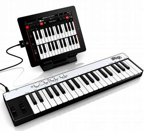 <span lang= es-es >Miniteclado musical</span>. El iRig Keys es ultrafino y extremadamente port�til para iPhone, iPad, iPod touch y Mac. Incluye 37 miniteclas sensibles a la velocidad, ocupa un espacio m�nimo y cabe f�cilmente en una mochila o una bolsa de viaje.