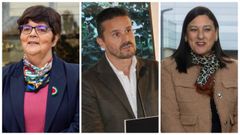 De izquierda a derecha, Carmen Garc&iacute;a, Jacobo Porteiro y Bel&eacute;n Rubio, candidatos al rectorado de la Universidade de Vigo.