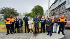 Arias, con miembros de la agrupaci�n de Protecci�n Civil de Vilalba, con los concejales del PP Sandra V�zquez y Agust�n Baamonde y con el jefe territorial de la Vicepresidencia Primeira, Gerardo Criado