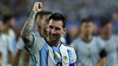 Leo Messi celebra su clasificaci�n tras eliminar Argentina a Cabo Verde.