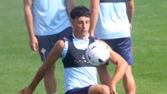 El canterano del Celta �ngel Davila, en un entrenamiento esta temporada.