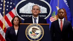 El fiscal general de Estados Unidos, Merrick Garland, durante la rueda de prensa donde anuncio la designaci�n de un fiscal independiente para investigar a Trump.