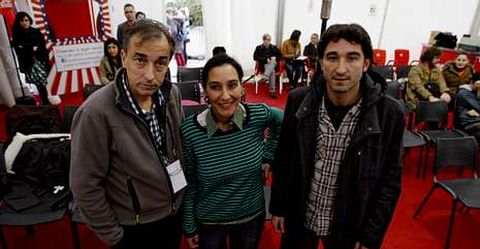 H�ctor Carr�, izquierda, junto a Mar�a y Marcos Hervera en el debate organizado por el OUFF.