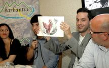 Ant�a Otero, Ant�n Blanco, Gonzalo Hermo e Adolfo Mu��os, na presentaci�n do libro. 