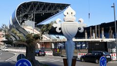El estadio vigu�s, ayer, con las obras en la grada de Gol.