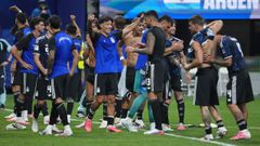 Los jugadores de la selecci�n argentina celebrando el pase a la final del Mundial