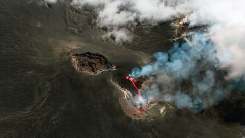 Vista area del volcn del Monte Etna, en Italia.