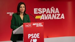 Esther Pea durante la rueda de prensa en Ferraz despus de la ejecutiva federal del PSOE.