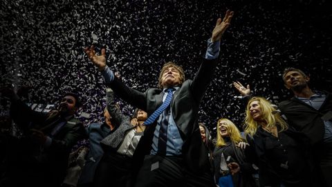 El candidato del partido Libertad Avanza, Javier Milei, en el acto de cierre de campaña en Buenos Aires.