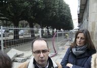 Costoya y Fern�ndez Lemos ayer en las obras del Cant�n. 