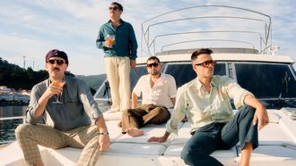 O grupo The Rapants, na cuberta dun barco no seu Muros natal.