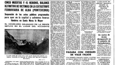 Noticia de La Voz de Galicia sobre un accidente de tren en Pontevedra en 1969