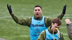 El jugador del Celta Mat�as�Vecino, en un entrenamiento.
