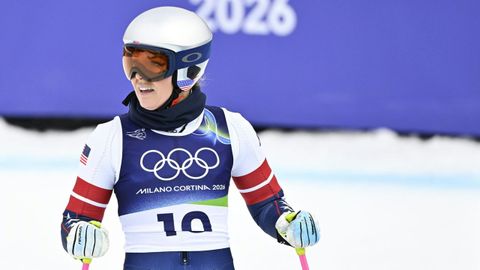 Lindsey Vonn, durante una sesi&oacute;n de entrenamiento en los Juegos Ol&iacute;mpicos de Mil&aacute;n-Cortina d'Ampezzo.