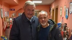 El presidente del Racing, Manuel Ansede, con Javier Guti�rrez.