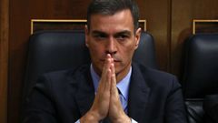 El presidente del Gobierno, Pedro Sanchez, hoy en el Congreso de los Diputados