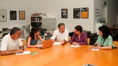 Fernndez Lores, Anabel Gulas y Demetrio Gmez, ayer en Tenerife, con Mara Guerra, organizadora de los Premios Feroz