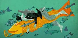 Ilustraci�n de Pintor para la f�bula rusa �El pez de oro�, seleccionada por la Feria de Bolonia.