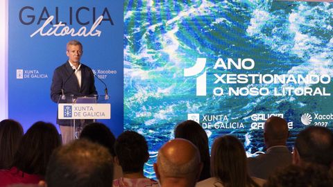 Alfonso Rueda, durante su intervenci�n en Mux�a