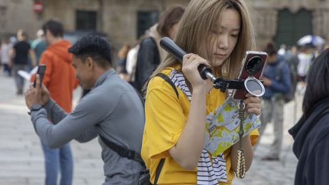 Turistas este fin de semana en la plaza del Obradoiro