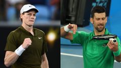 Jannik Sinner (izquierda) y Novak Djokovic, durante el presente Abierto de Australia.