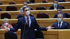 El presidente del Gobierno, Pedro S�nchez, durante la sesi�n de control al Gobierno en el pleno del Senado