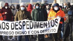 Protesta de la plantilla gallega de Alu Iberica 