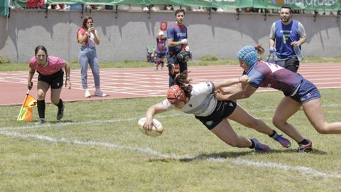 Imagen del ensayo de Ichi, que puso al CRAT por delante a tres minutos del final