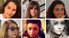 En el sentido de la lectura: Elena Maestrini (22 a�os), Serena Saracino (22), Francesca Bonello (24), Elisa Scarascia Mugnozza (22), Lucrezia Borghi (22) y Elisa Valent (24).