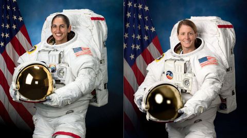 Composicin de dos fotografas oficiales cedidas por la NASA donde aparecen las astronautas Jasmin Moghbeli y Loral O'Hara